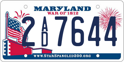 MD license plate 2AD7644