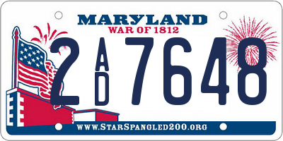 MD license plate 2AD7648