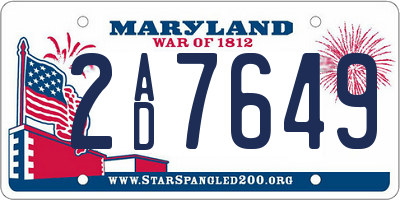 MD license plate 2AD7649