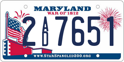 MD license plate 2AD7651