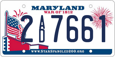 MD license plate 2AD7661