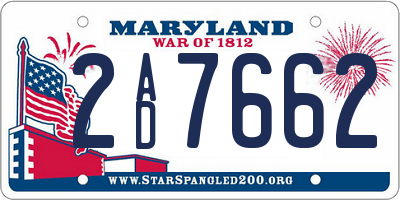MD license plate 2AD7662
