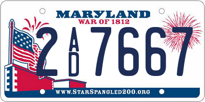 MD license plate 2AD7667