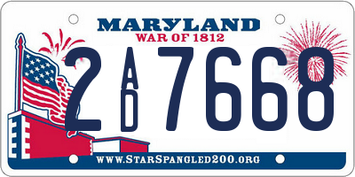 MD license plate 2AD7668