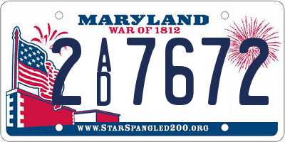 MD license plate 2AD7672