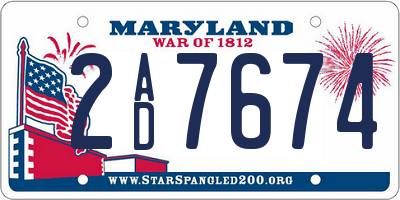 MD license plate 2AD7674