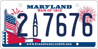 MD license plate 2AD7676