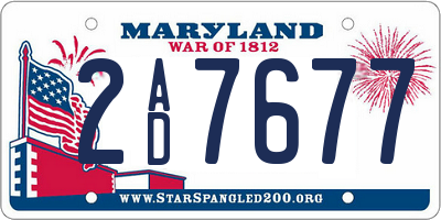 MD license plate 2AD7677