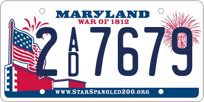 MD license plate 2AD7679