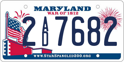 MD license plate 2AD7682