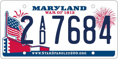 MD license plate 2AD7684