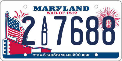 MD license plate 2AD7688