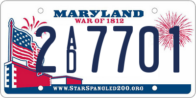 MD license plate 2AD7701