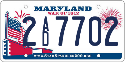 MD license plate 2AD7702