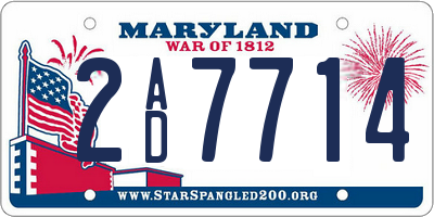 MD license plate 2AD7714