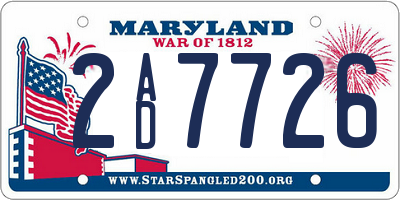 MD license plate 2AD7726