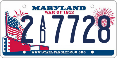 MD license plate 2AD7728