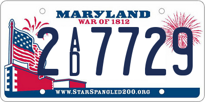 MD license plate 2AD7729