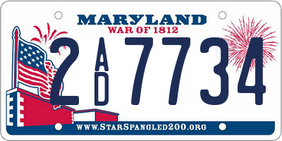 MD license plate 2AD7734