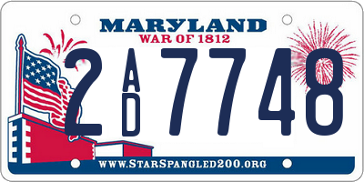 MD license plate 2AD7748
