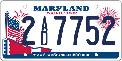 MD license plate 2AD7752