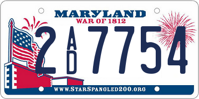 MD license plate 2AD7754