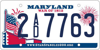 MD license plate 2AD7763