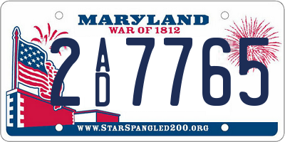 MD license plate 2AD7765