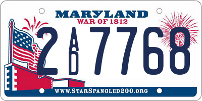 MD license plate 2AD7768
