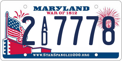 MD license plate 2AD7778