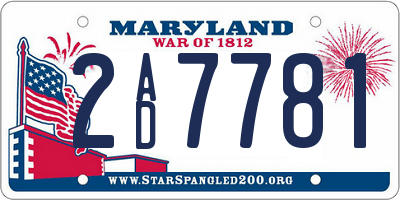 MD license plate 2AD7781