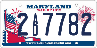 MD license plate 2AD7782