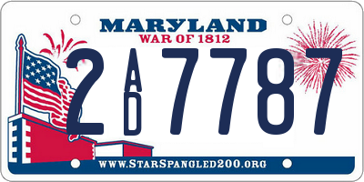 MD license plate 2AD7787