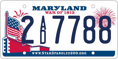 MD license plate 2AD7788