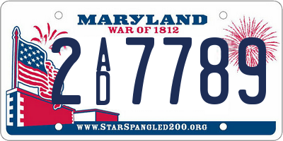MD license plate 2AD7789