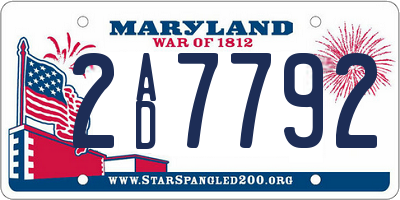 MD license plate 2AD7792