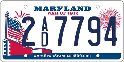 MD license plate 2AD7794