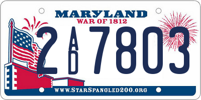 MD license plate 2AD7803