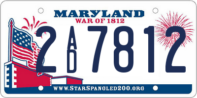 MD license plate 2AD7812