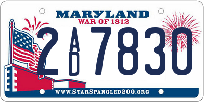 MD license plate 2AD7830