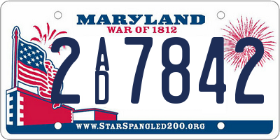 MD license plate 2AD7842