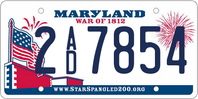 MD license plate 2AD7854