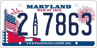 MD license plate 2AD7863