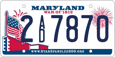 MD license plate 2AD7870