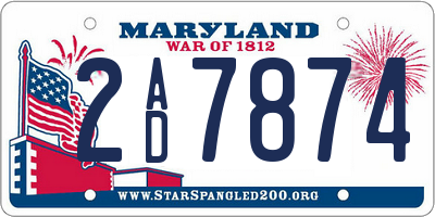 MD license plate 2AD7874