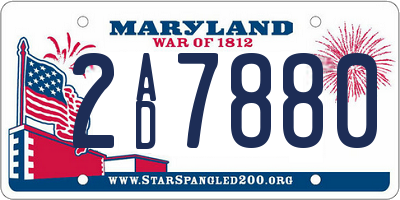 MD license plate 2AD7880