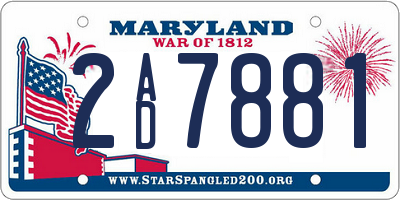 MD license plate 2AD7881