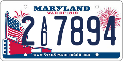 MD license plate 2AD7894