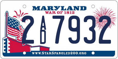 MD license plate 2AD7932
