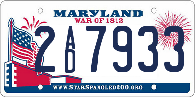 MD license plate 2AD7933